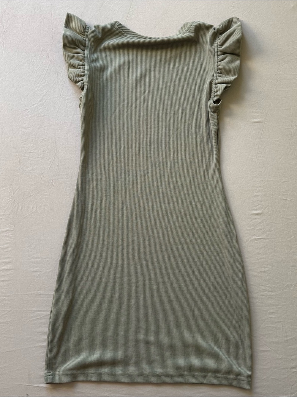 Ruffle Shoulder Ribbed Mini Dress - Picture 2 of 4